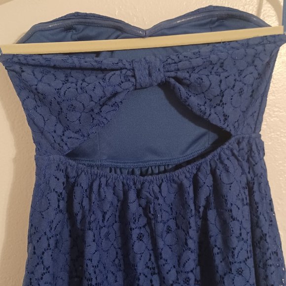 Tally Weijl Strapless Sweetheart Lace Royal Blue Dress Women's Medium Sundress - Picture 4 of 6